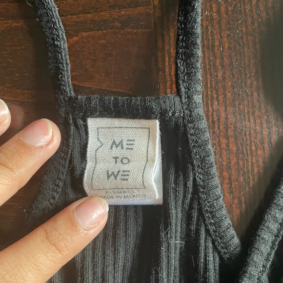 ME TO WE Strapped Ribbed Tie BodySuit: Black - Picture 3 of 6